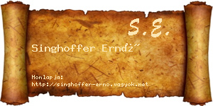 Singhoffer Ernő névjegykártya
